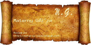 Materny Géza névjegykártya