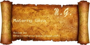 Materny Géza névjegykártya